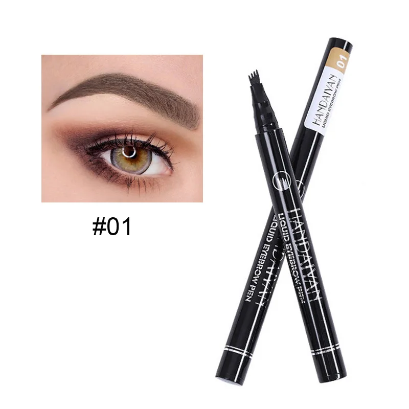

Hot Sale Professional HANDAIYAN liquid eyebrow pen 4 fork heads waterproof long-lasting liquid four eyebrow pencil 12pcs/lot