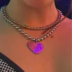 Женский чокер из нержавеющей стали с подвеской-сердцем, ожерелье в готическом стиле, символ Интернета, она, дьявол, игирл