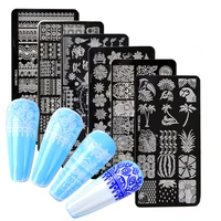 1 pc lace flower animal nail stamping plates marble image stamp templates geometric printing stencil tools