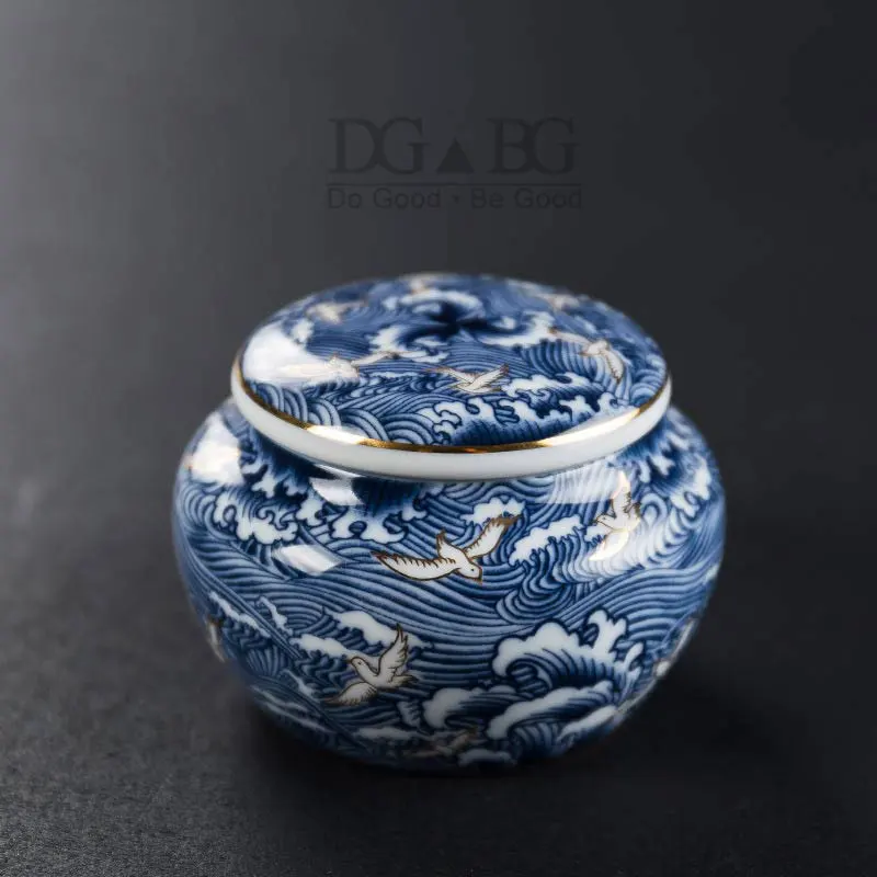 Мини Синяя Керамическая урна маленькие урны для кремации похоронные домашних