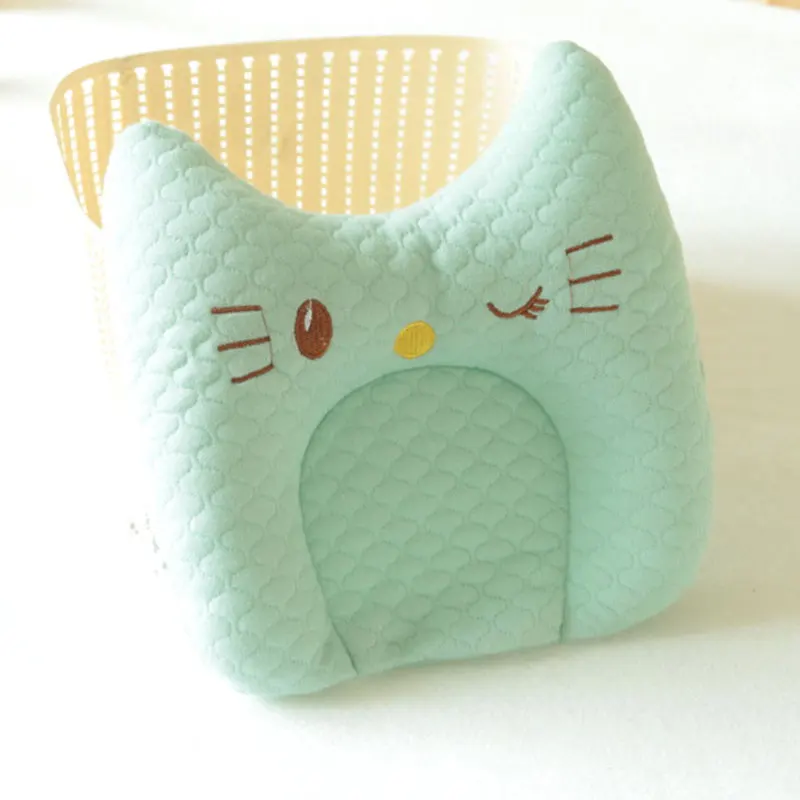 green-cat Herbabe/ хлопковая детская подушка для новорожденных в форме животного, детская подушка для защиты от плоской головы, детские подушки для кормления, Подушка для сна для малышей - Цвет: green-cat