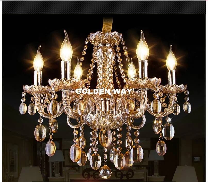Бесплатная доставка Янтарный К9 Хрустальный люстра светильник для гостиной E14