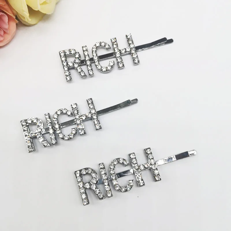 Женские заколки для волос с надписями богатыми буквами модные украшения