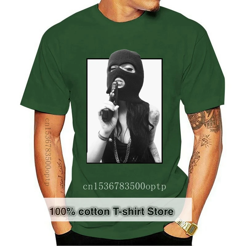 

BEST QUALITY Girls Guns Sexy Balaclava Gun Pistol Tattoo Casual T Shirt