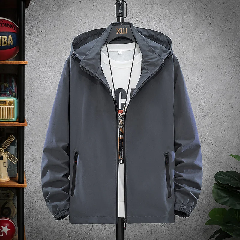 

Detachable hat men's coat spring and autumn Korean leisure sports autumn clothes large men's jacket