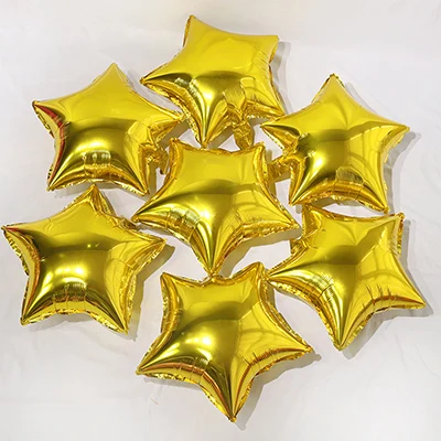 Gold Star 10pcs 14 шт./компл. 16 дюймов русские письмо с днем рождения фольги Воздушные шары золото серебро День рождения надувные декорации для вечеринки воздушные шары поставки русские неоновые стикеры набор JL0128 - Цвет: Gold Star 10pcs