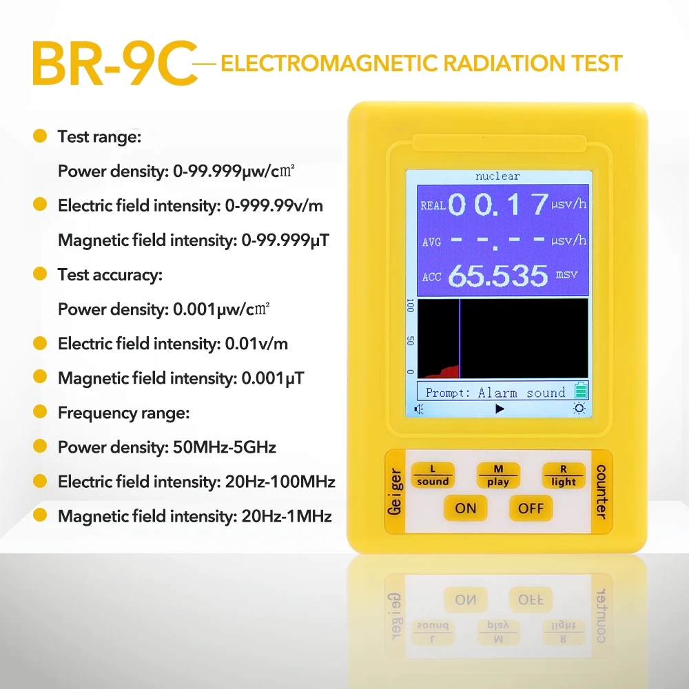 2-в-1 цифровой Дисплей ядерного излучения детектор BR-9C электромагнитное излучение детектор Дозиметр счетчик Гейгера
