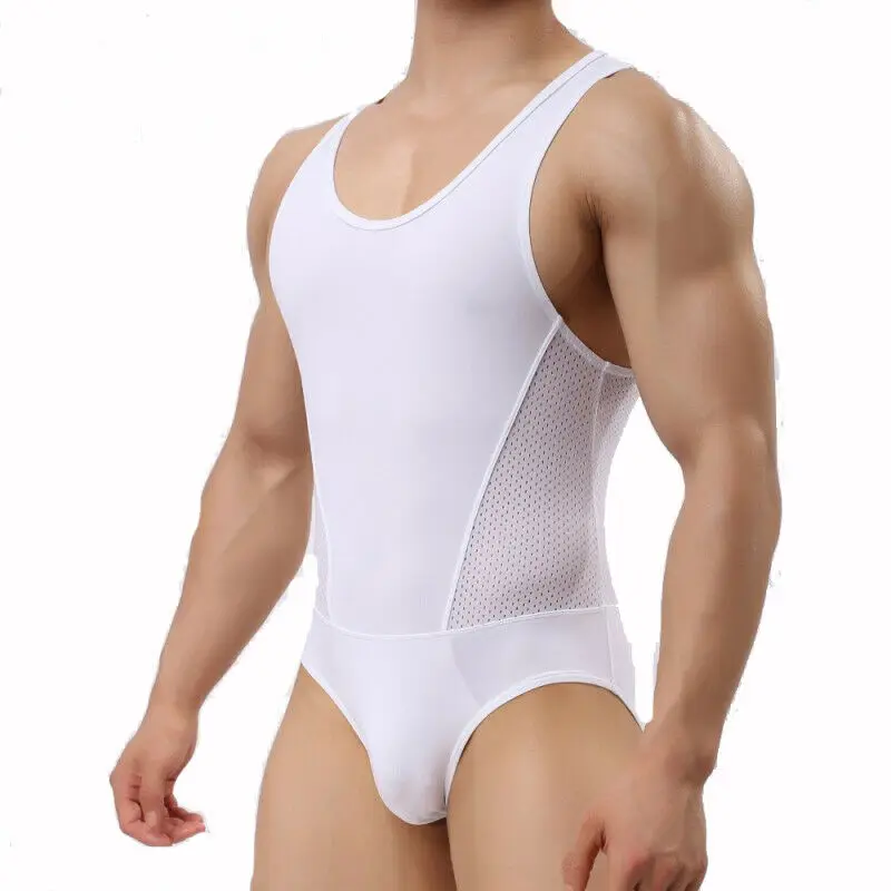 

Sexy Men Underwear Bodysuit Thong Body Shaper High Elasticity One-piece Tight Jumpsuits Wrestling Singlet Leotard Men Undershirt