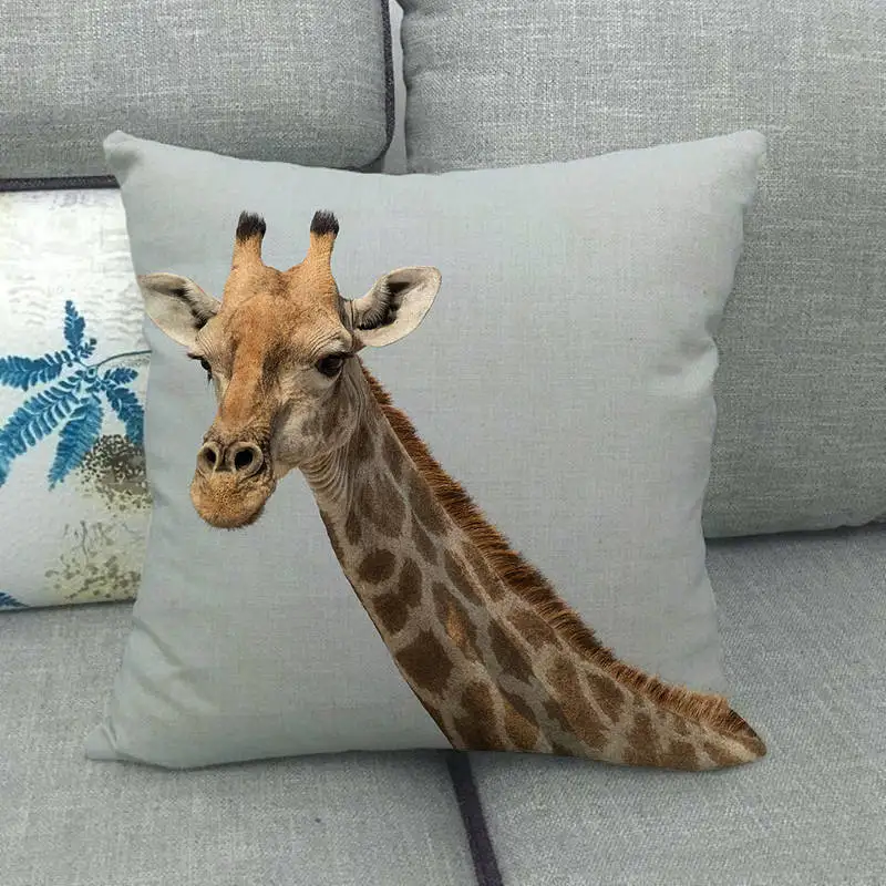 45cm*45cm face of Giraffe high quantity cushion cover linen/cotton sofa pillow decorative case | Дом и сад