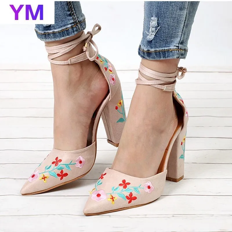 2020 женские босоножки на высоком каблуке 10 см с вышитыми цветами Женские вечерние