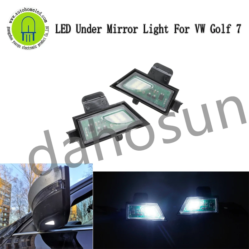 

2pcs White LED Puddle Light for VW Golf 7 VII MK7 Variant GTI R20 Sportsvan Touran 2 Canbus No Error Car Side Under Mirror Lamp