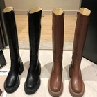 Женские зимние сапоги-Челси на молнии, до колена, на среднем каблуке