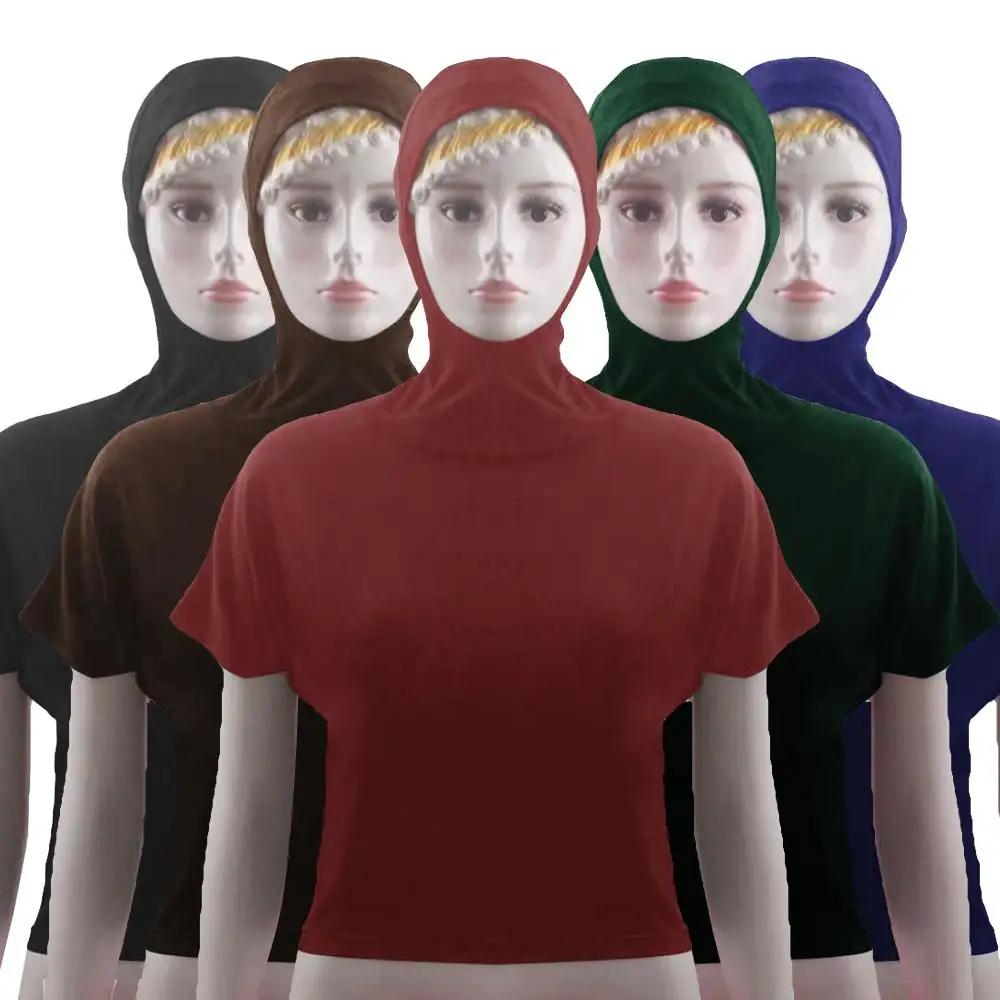 Женская рубашка с коротким рукавом капюшоном укороченные топы мусульманские