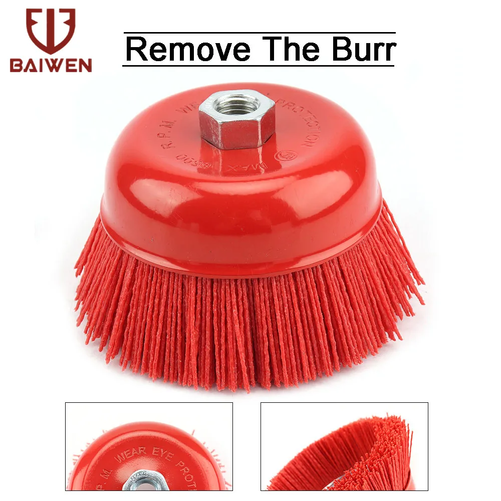 

1pc 125mm Cup Nylon Abrasive Brush Wheel M14 M16 P80 Pile Polymer-abrasive Wheels For 5 Inch Angle Grinder Rotary Tools