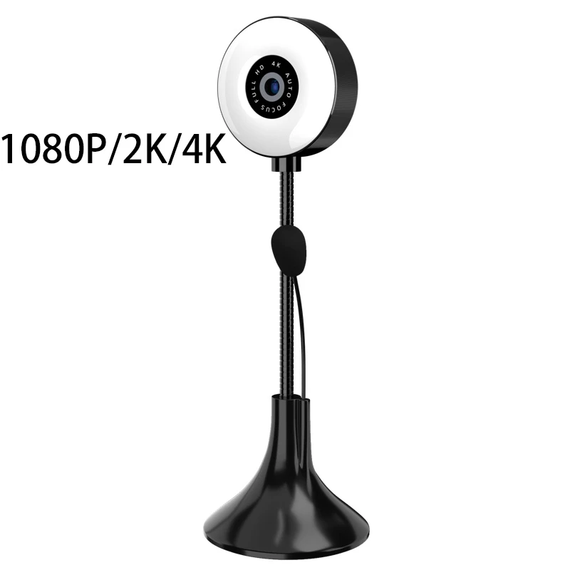 

Ful HD Webcam Web Camera With Microphone For PC Laptop Computer LED Ring Fill Light Web Cam For Study Conference