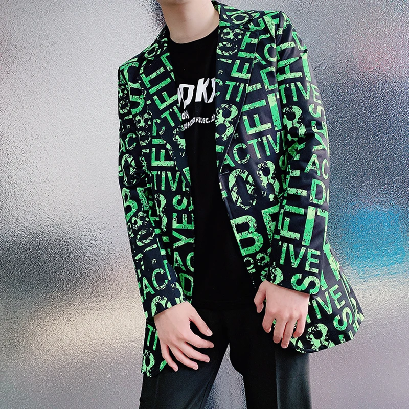 

2021Vintage men's suit printed long sleeve suit hipster club men's casual blazer top M-6XL!Big yards men's clothing