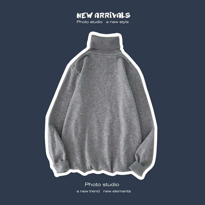 2019 Men's Solid Color Fashion Coats Woollen Knitting Loose Turtleneck Keep Warm Cashmere Sweater Elastic Clothes Size S-2XL |