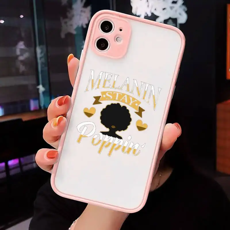 

bunz Melanin Poppin Aba black girl Phone Cases matte transparent For iphone 7 8 11 12 plus mini x xs xr pro max cover