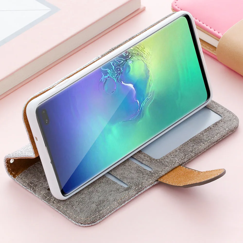 LCHULLE роскошный флип-кошелек из искусственной кожи чехол для samsung S8 S9 S10 Plus S10E S7 Edge блестящий чехол для телефона для Galaxy Note 10 Plus