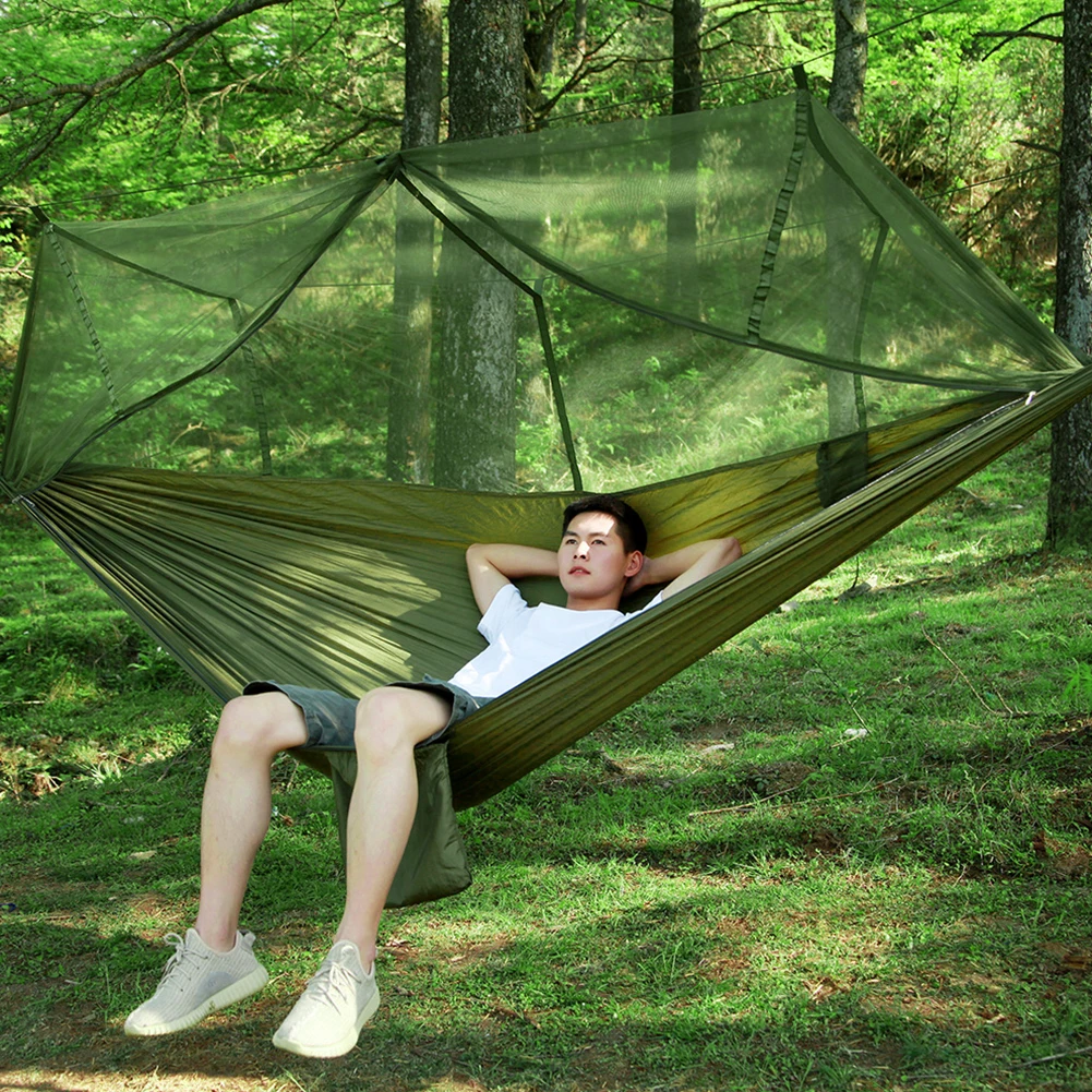 

1-2 Person Portable Outdoor Camping Tent Hammock Awning with Mosquito Net High Strength Parachute Hanging Hunting Sleep Swing