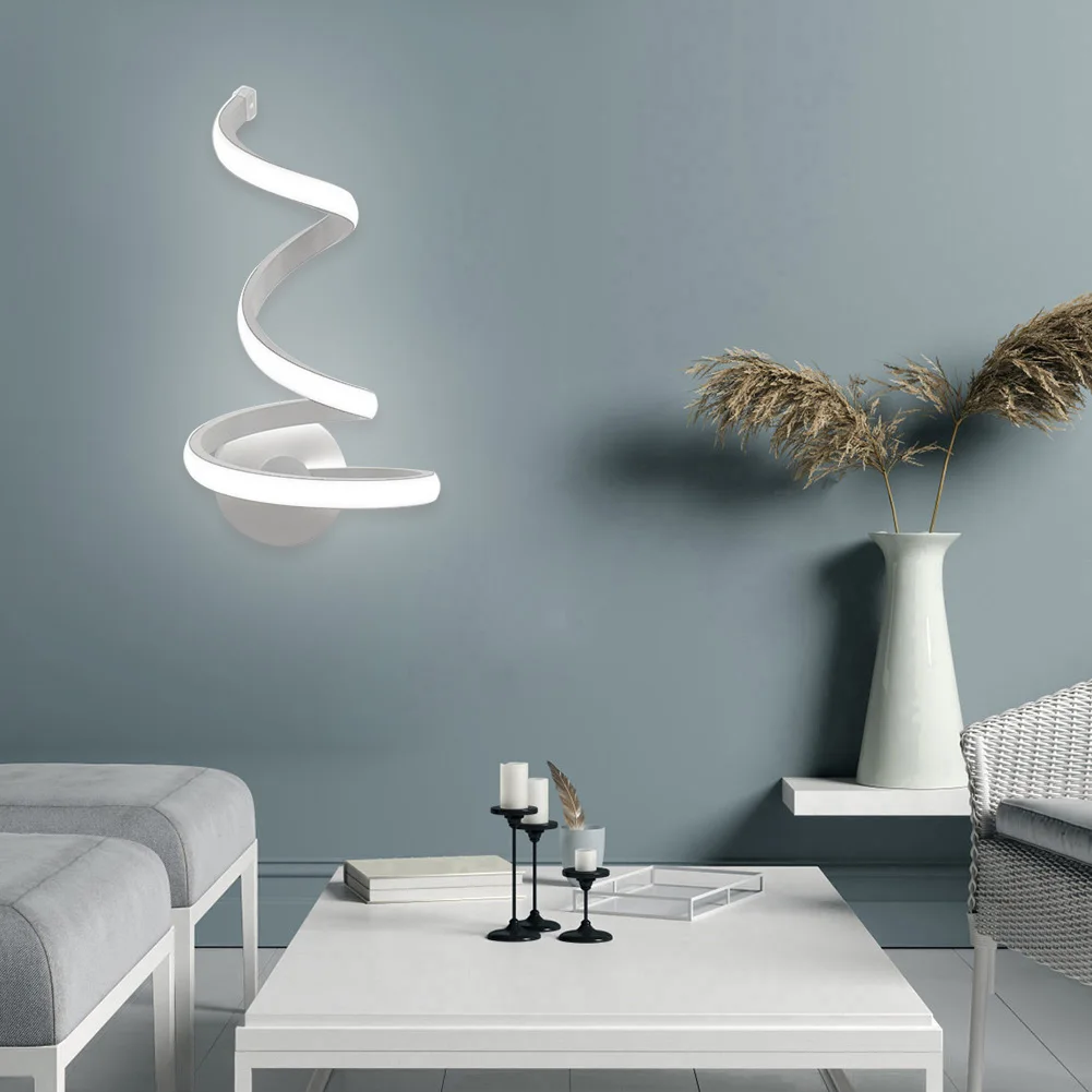 

Bedside Room Bedroom Wall Decor Arts Modern LED Spiral Light Warm/White Light Wall Mount Metal Lamp for Living Room