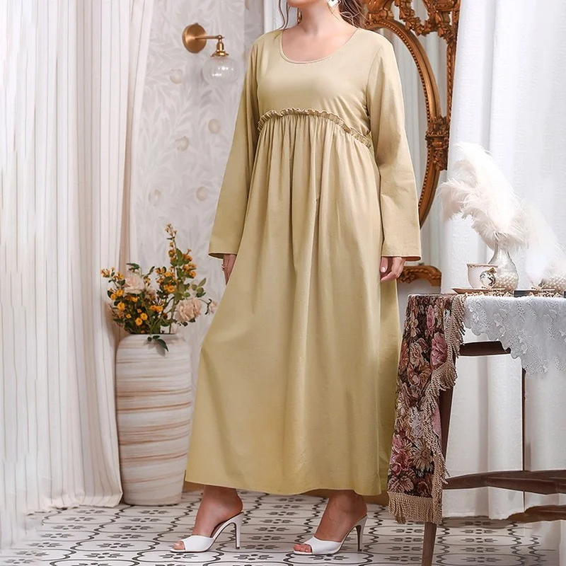 

Женское винтажное платье с качели, коричневое однотонное офисное платье средней длины, Donsignet