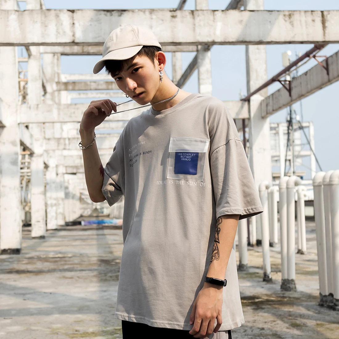 Aelfric Eden японский стиль прозрачный карман с буквенным принтом повседневные