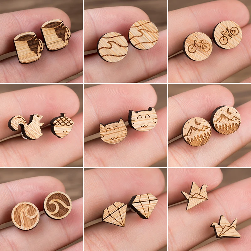 Женские винтажные серьги в стиле Бохо маленькие геометрической формы виде волны