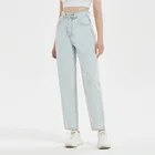 2021 новые модные джинсы Rippde женские прямые джинсовые брюки с высокой талией для мам мешковатые джинсы женские голубые повседневные женские хлопковые брюки