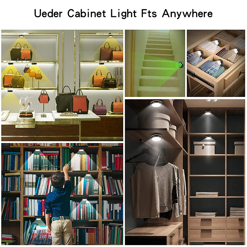 6pcs usb charging remote control round led wireless home kitchen stairs bedside cabinet lamp rgb atmosphere decorative lights free global shipping