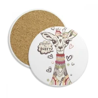 giraffe cartoon animal colourful ceramic coaster cup mug holder absorbent stone for drinks 2pcs gift