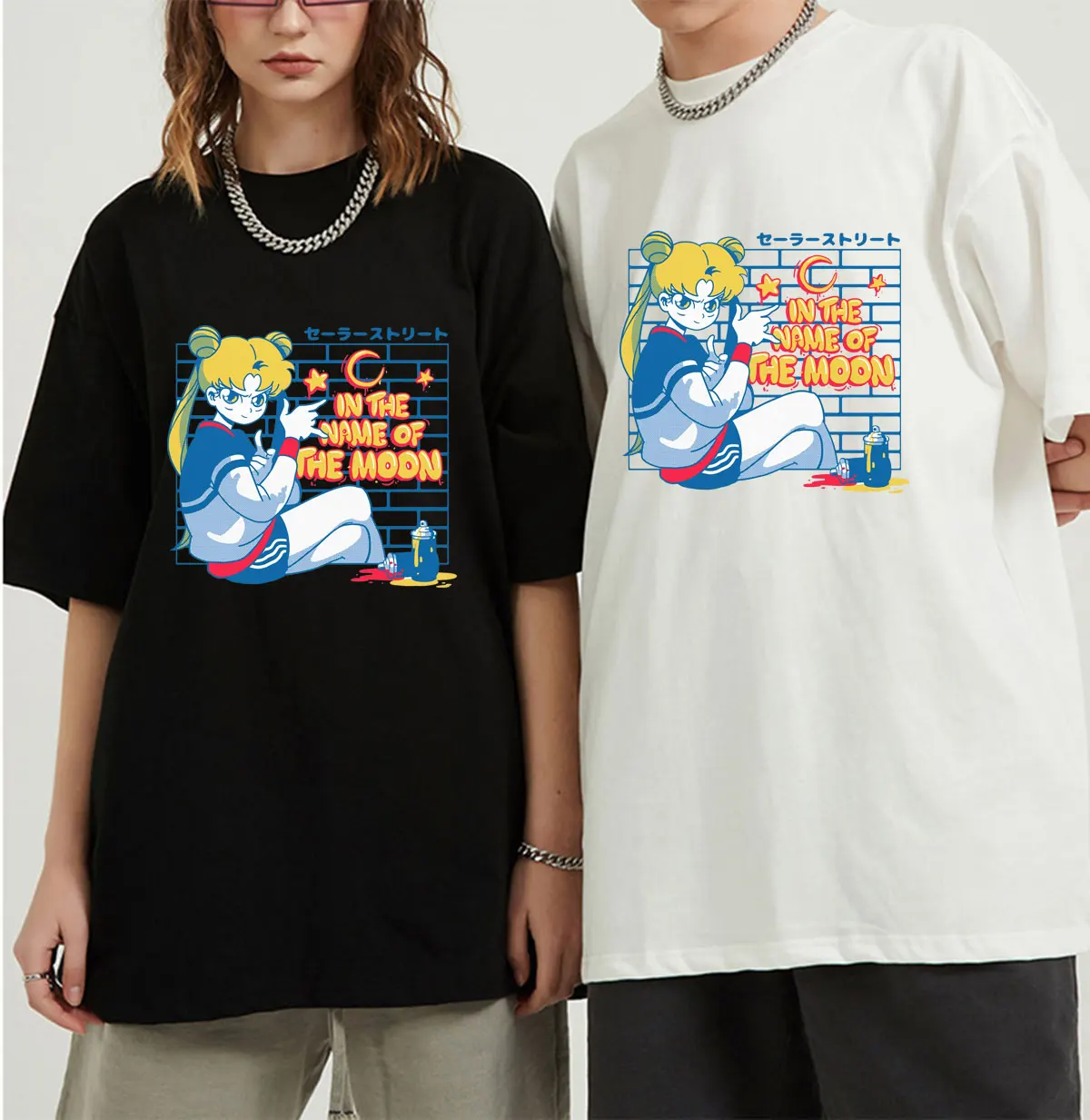 

Sailor Moon 90s Funny Black T Shirt Harajuku Clothes Tshirt Aesthetic Cat Anime Vogue T-shirt Summer Kawaii Graphic Tees Women