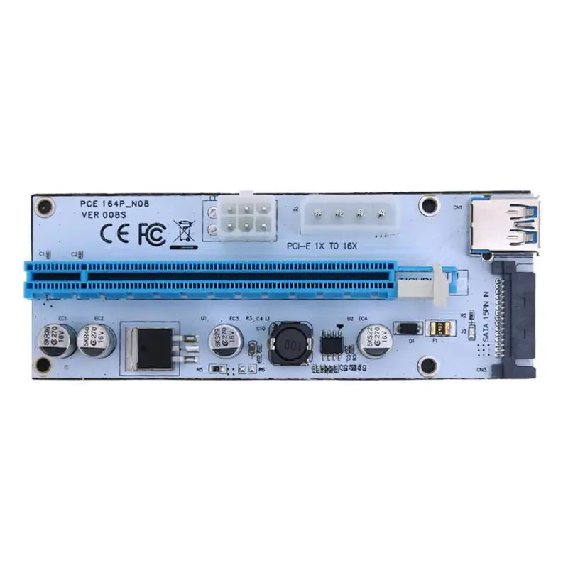 ABKK-008S PC PCIe PCI-E PCI Express Riser Card 1x to 16x USB 3.0 Data Cable SATA 4Pin IDE Molex Power Supply for BTC Miner Ma |
