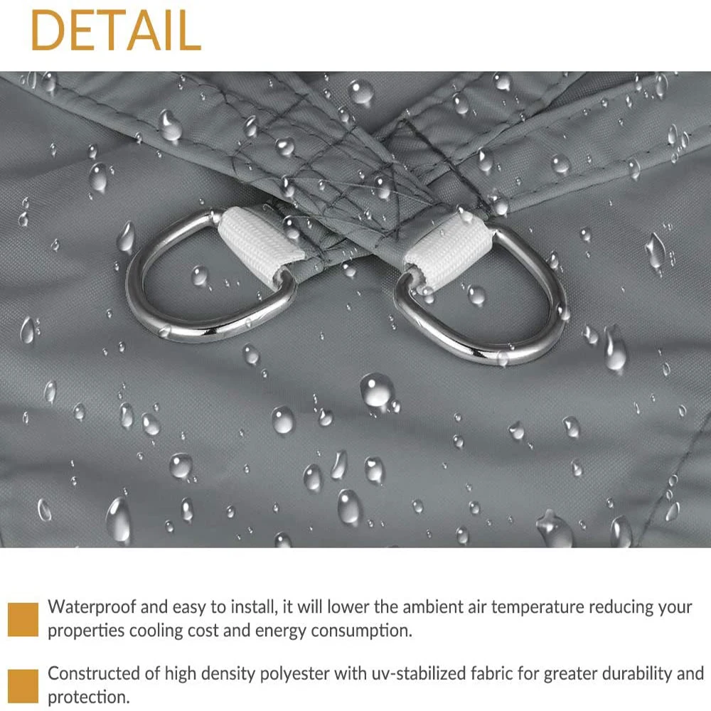 Водонепроницаемый 300D серый квадратный прямоугольный тент для сада террасы тента