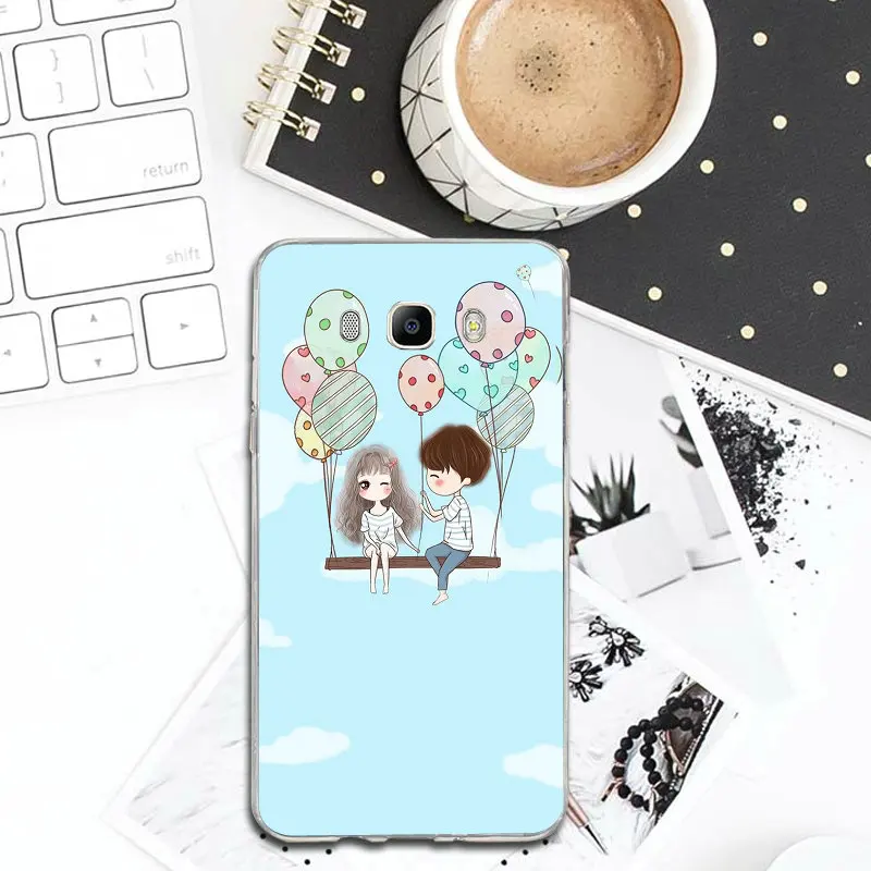 Cartoon Lovers Soft Silicone Transparent Phone Cases For Samsung Galaxy J3 J4 J5 J6 J7 J8 A3 A5 A7 2016 2017 2018 |