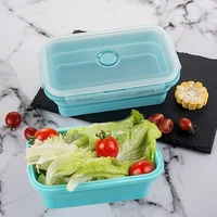 1pc 1200ml foldable food box silicone collapsible lunch storage containers folding lunchboxes for camping hiking travel