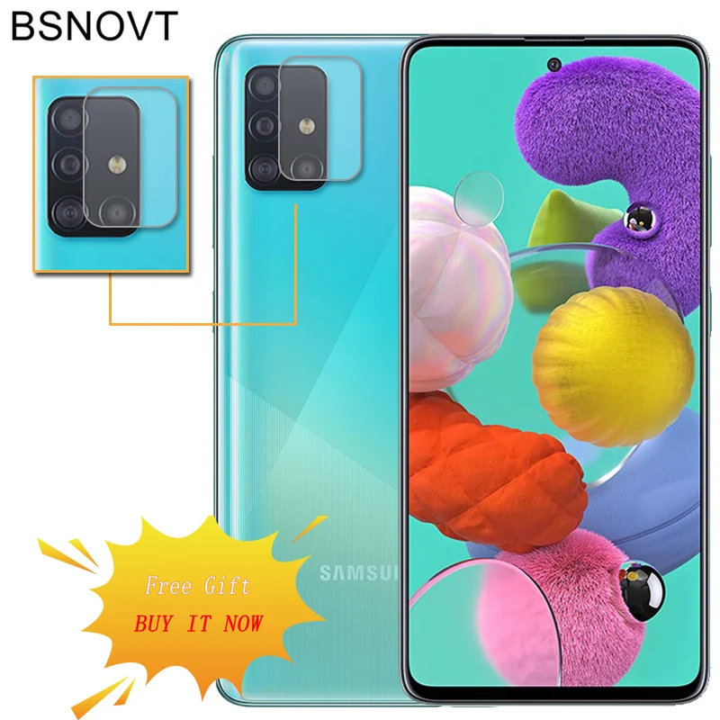 Protector de pantalla para Samsung Galaxy A51, cubierta completa de vidrio templado, pegamento completo, vidrio para Samsung A51, A51, A71, 2 uds.-1