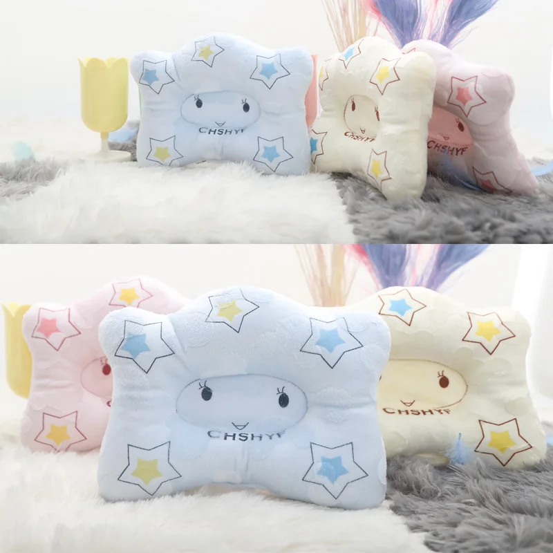 

Infant stereotyped Five-pointed star crystal velvet cotton headrest Correction anti-eccentric headrest Newborn baby pure pillow