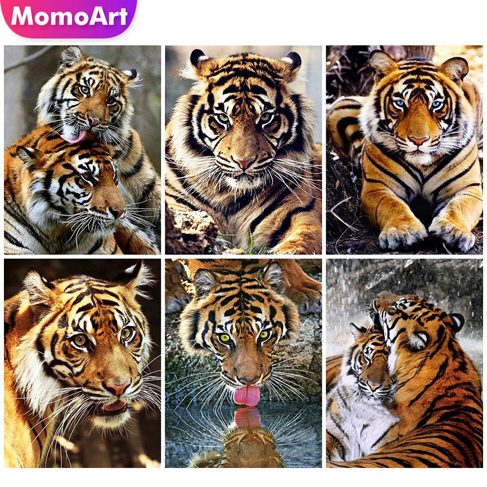 

MomoArt Diamond Embroidery Tiger Cross Stitch Mosaic 5D DIY Diamond Painting Animal Needlework Wall Art Home Decorations