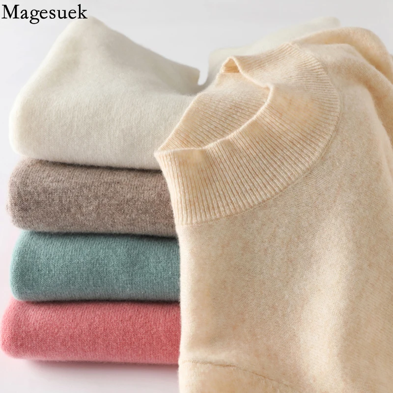 

Casual Pure Cashmere Turtleneck Sweater Autumn and Winter Plus Size Sweater Knitted Pullover Women Soft New Top Pull Femme 17784