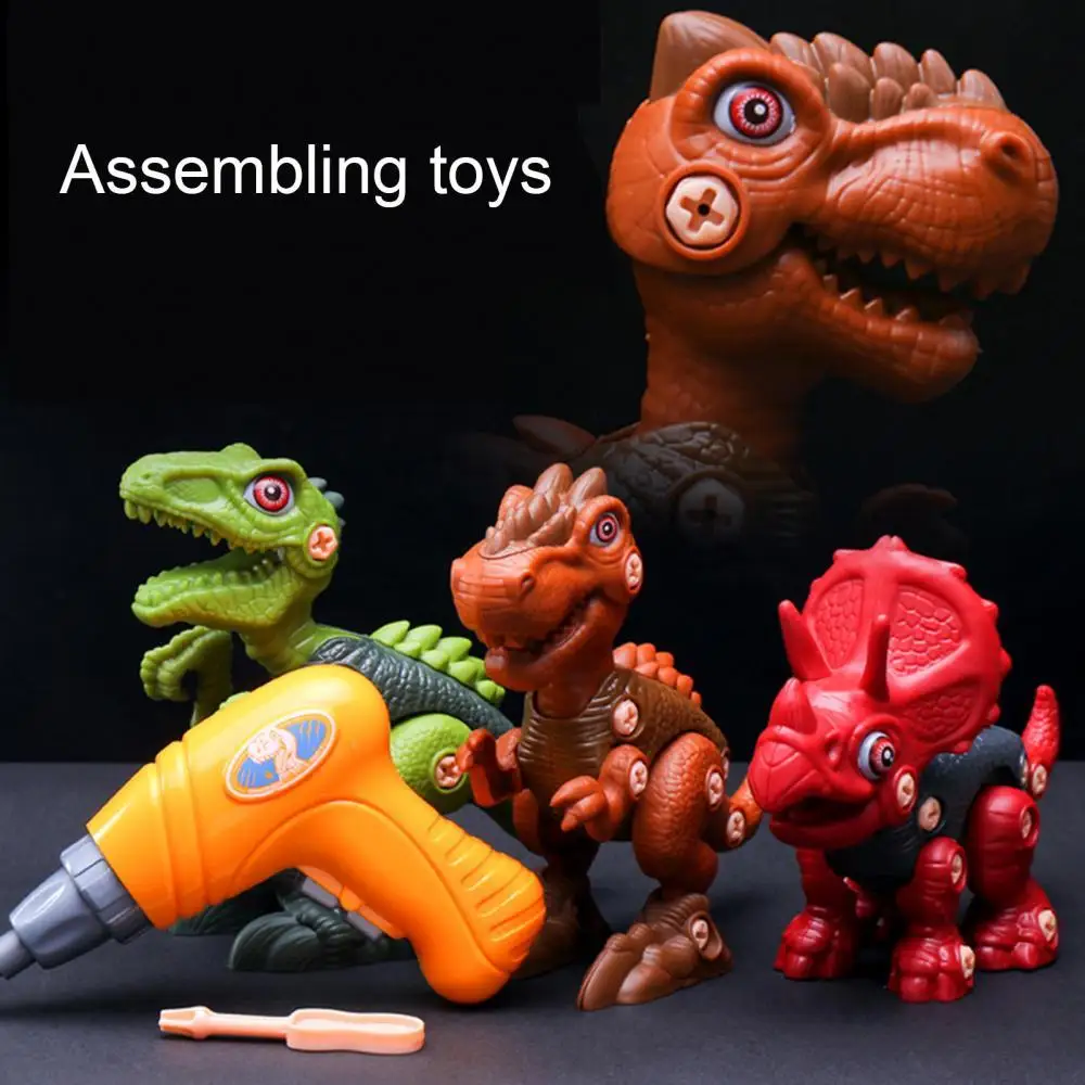 

Educational Toy Cartoon Dinosaur DIY Assemble Detachable Children Dinosaur Nut Assembly Disassembly with Electric Drill Toy