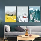 Минимализм модерзм ручная роспись четырехсезонный пейзаж свежий холст живопись Спальня Коридор художественное украшение