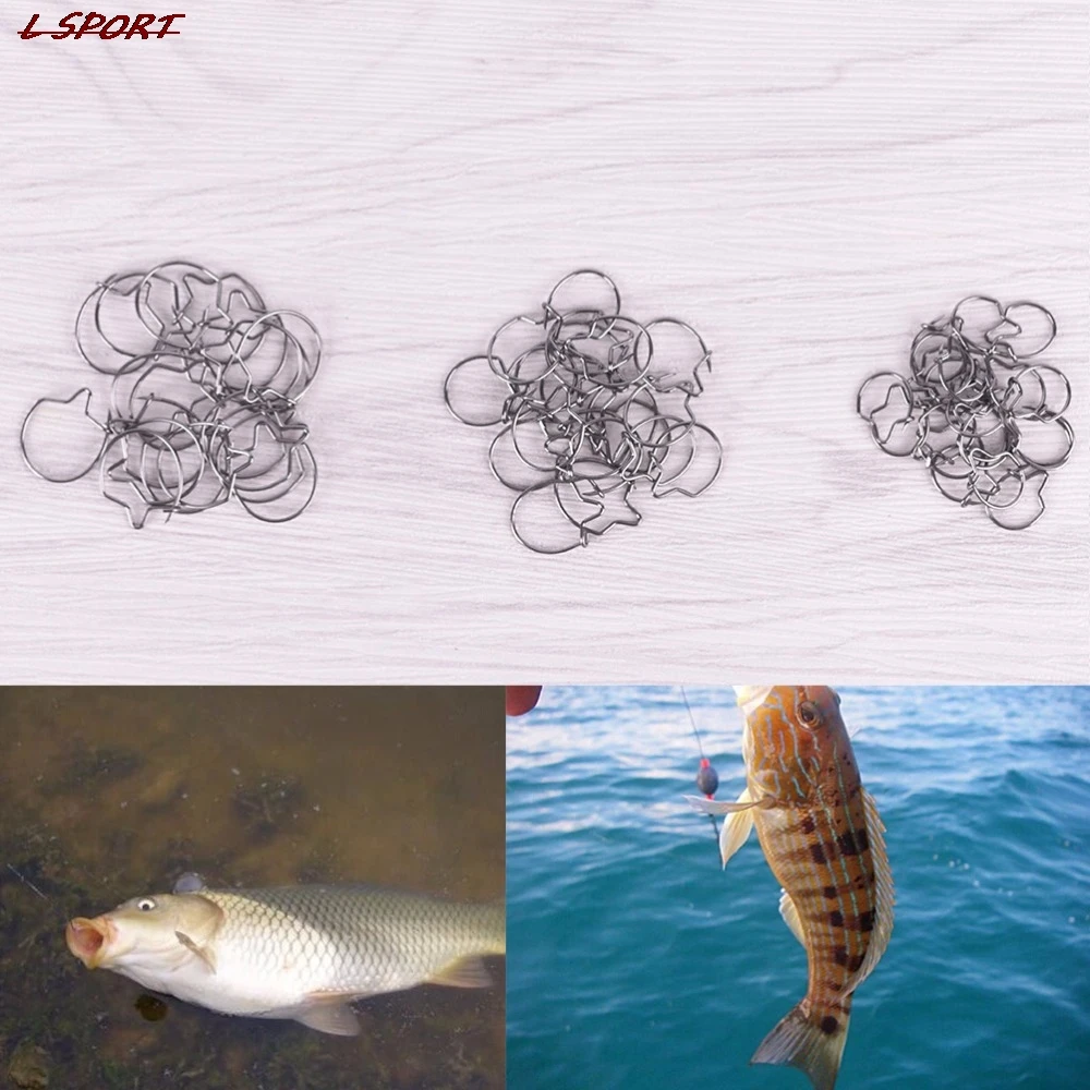 

20 Pcs Black Stainless steel Blunt Tip Carp Fishing Maggots Clip For Bait Ring Rigs Hook S/M/L