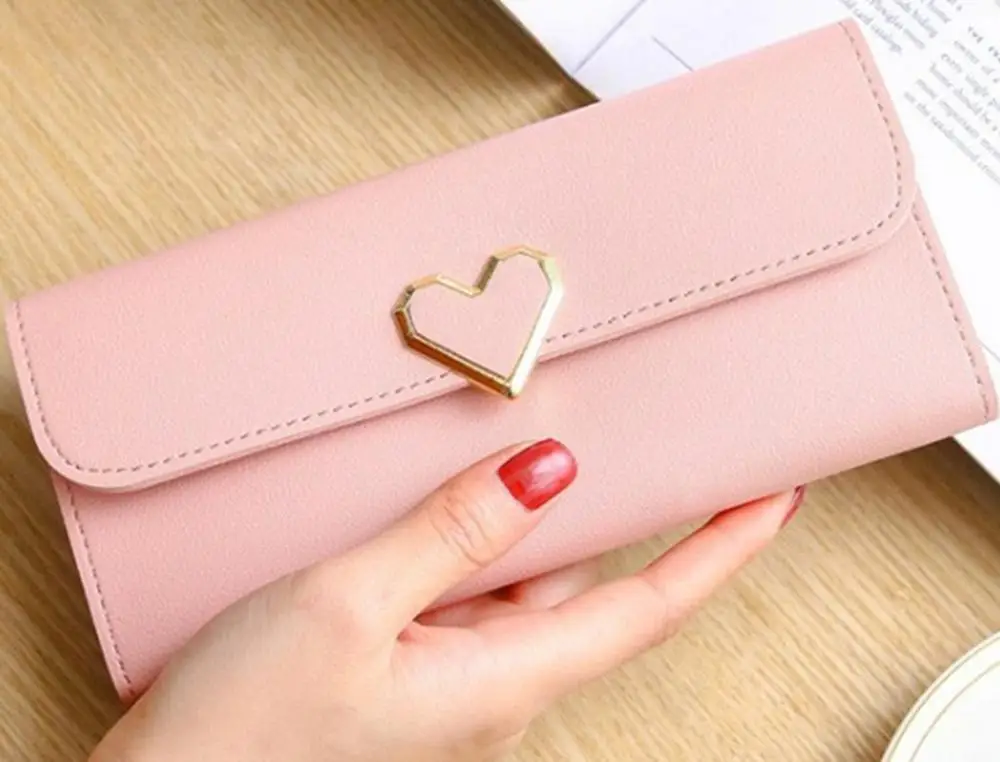 Длинные кошельки для женщин роскошные бумажники с сердечком дам и девушек