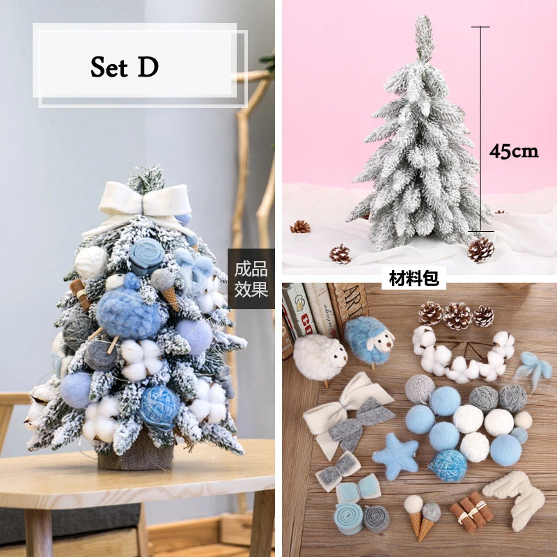 Set D 45 см/50 см/60 см мини-искусственная столешница для украшения снежной елки светодиодный Декор для дома рождественские украшения DIY подарок на год - Цвет: Set D