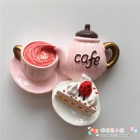 cute afternoon refreshment coffee cake resin fridge magnet three dimensional magnetic sticker