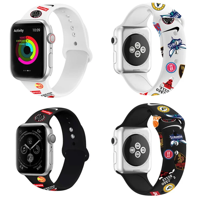 Баскетбольный силиконовый спортивный ремешок NBA для Apple Watch band 44 мм 42 мм iWatch 4 band 40 мм 38 мм Pulseira Fit correa Apple Watch 5 3