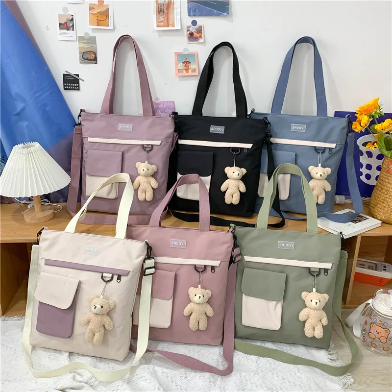 

New anime student tutoring bag shoulder bag Korean female bag tutoring messenger bag casual bag canvas bag cartoon student bag