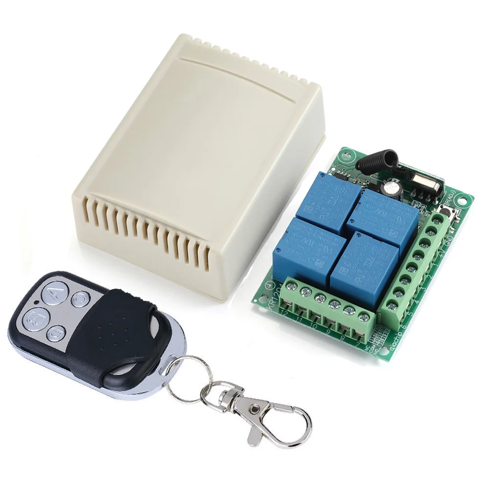QIACHIP 433Mhz Universal Wireless Remote Control Switch DC 12V 4 CH RF Relay Receiver Module For Smart Home Garage Gate 433 Mhz |