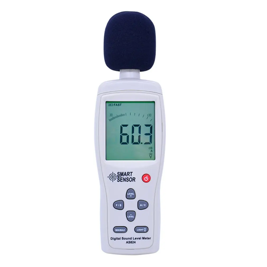 

Smart Sensor AS824 Digital Sound Level Meter / Decibel Noise DB Meter Sound Pressure Level Tester 30~130 dBA,35~130 dBC